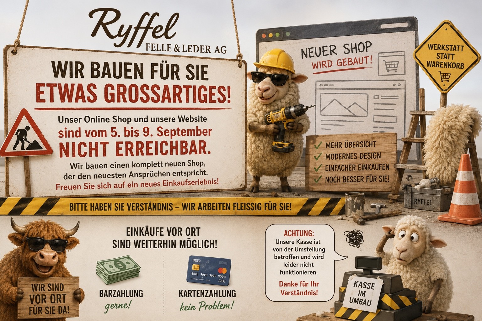 Besucht uns im Laden oder bestellt vor dem kommenden Wochenende bis 5. September 26
